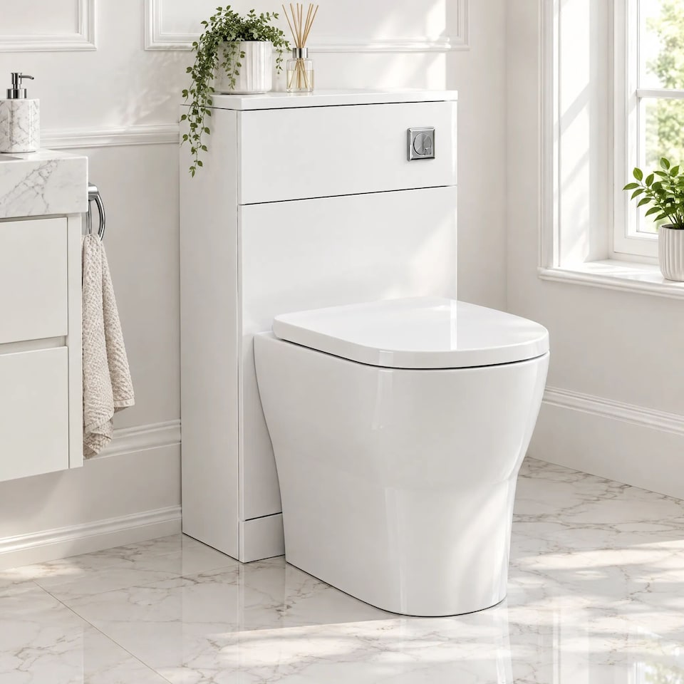 image 1 of Balterley Contemporary Square Floor Standing Back To Wall Toilet WC Unit Durable MFC Smooth | White | White | 830 x 602 x 260mm