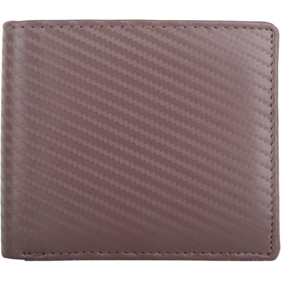 image 1 of London Leathergoods Mens Genuine Leather Diagonal Stitch Bi Fold Money Holder Wallet | Brown | Dark Brown