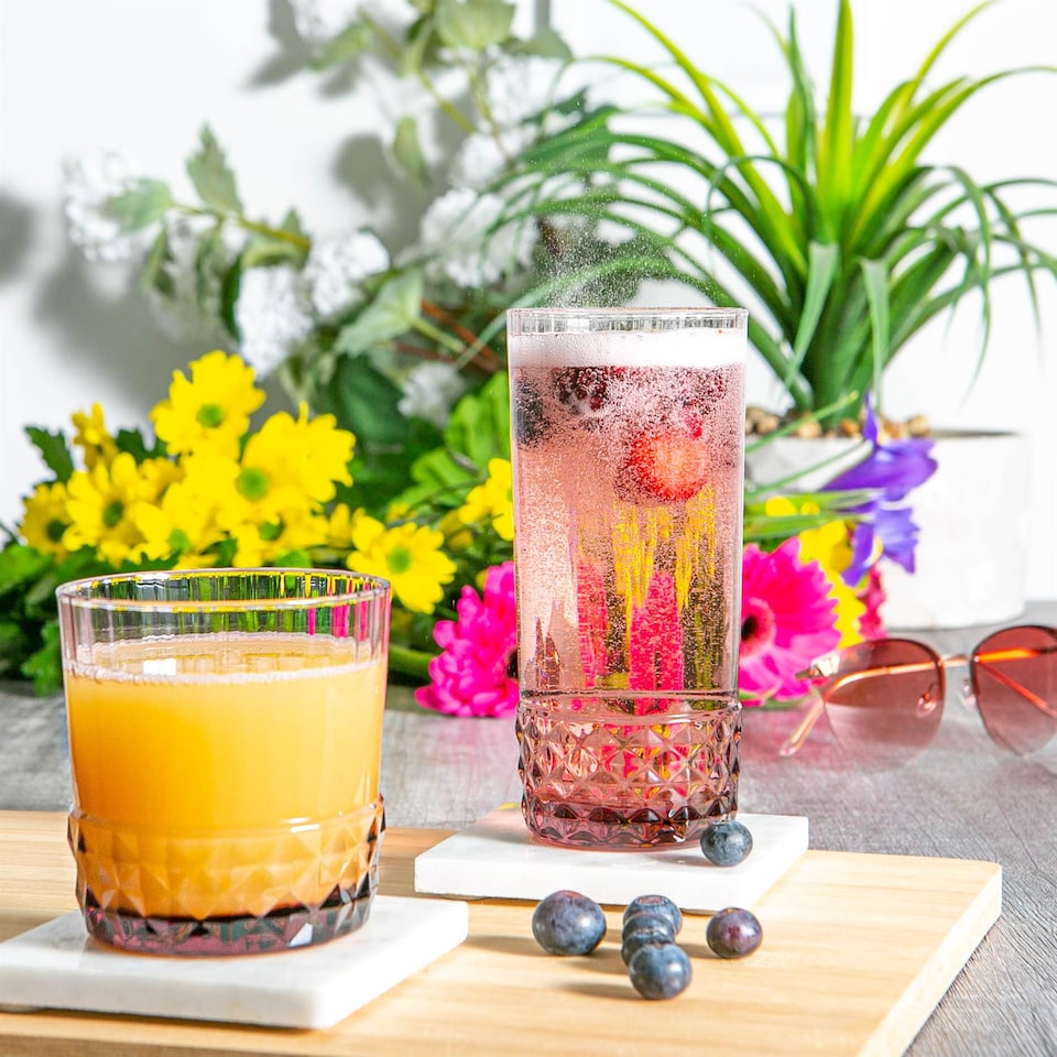 image 1 of Bormioli Rocco America '20s Highball Glasses - 490ml - Lilac Rose - Pack of 6 | Pink | Lilac Rose