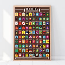 Gift Republic 100 Beers Bucket List Scratch Poster