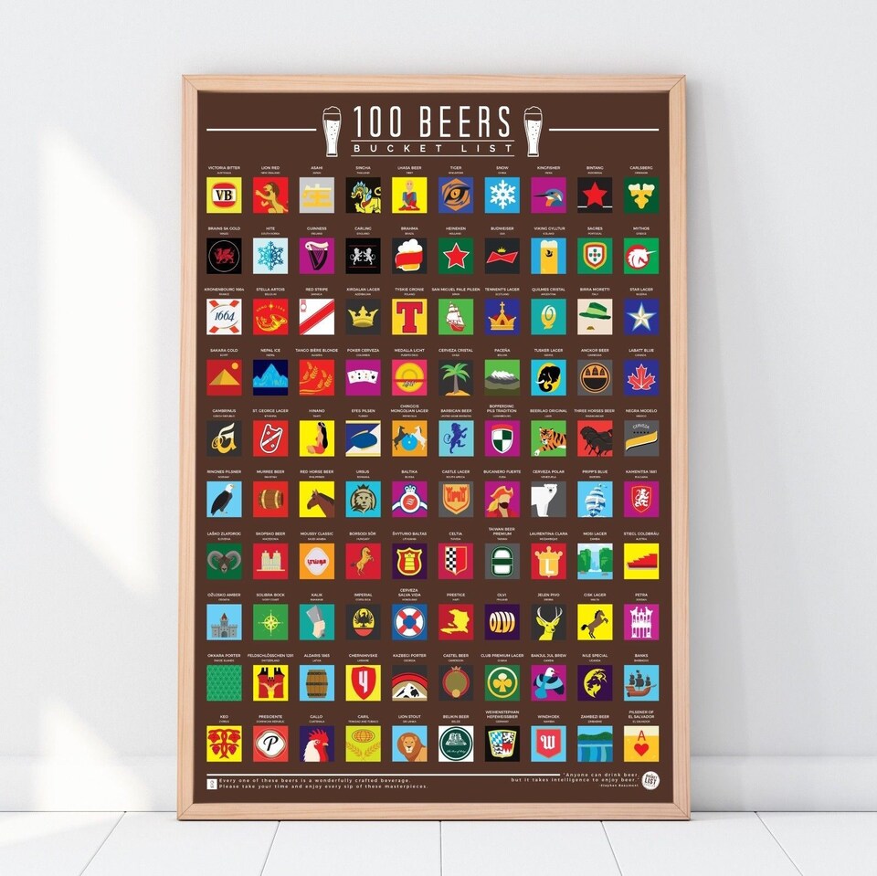 image 1 of Gift Republic 100 Beers Bucket List Scratch Poster