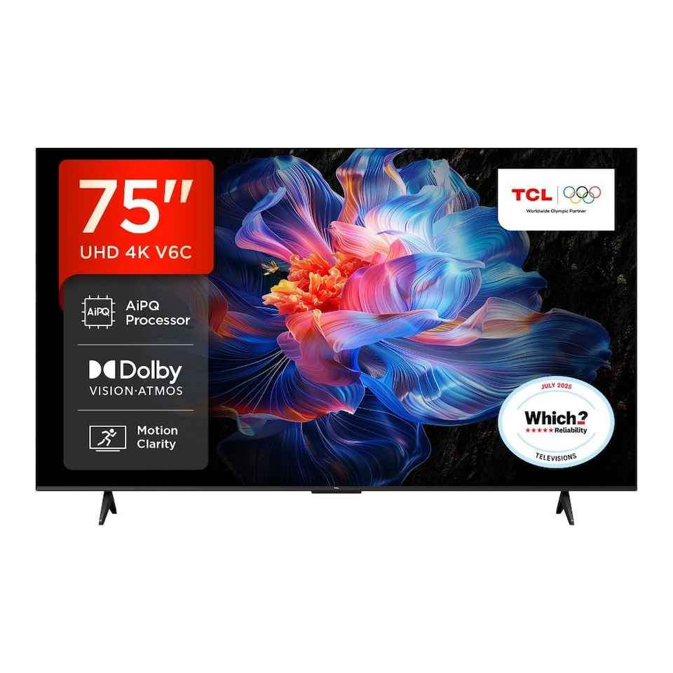 image 1 of TCL 75V6C-UK TV 190.5 cm (75") 4K Ultra HD Smart TV Wi-Fi Metallic 330 cd/m²