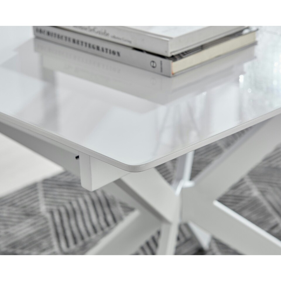 image 1 of Furniturebox Lira 120cm Rectangular Extending White High Gloss 4 6 Seat Dining Table