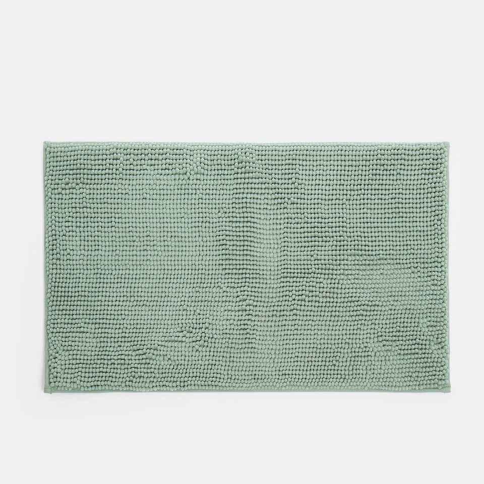 image 1 of OHS Soft Microfibre Non-Slip Absorbent Noodle Chenille Bath Runner Mat Green | Sage Green | 45 x 75cm