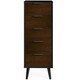 image 3 of Walnut Oak and Matt Black Narrow Chest of Drawers (5 Drawers)