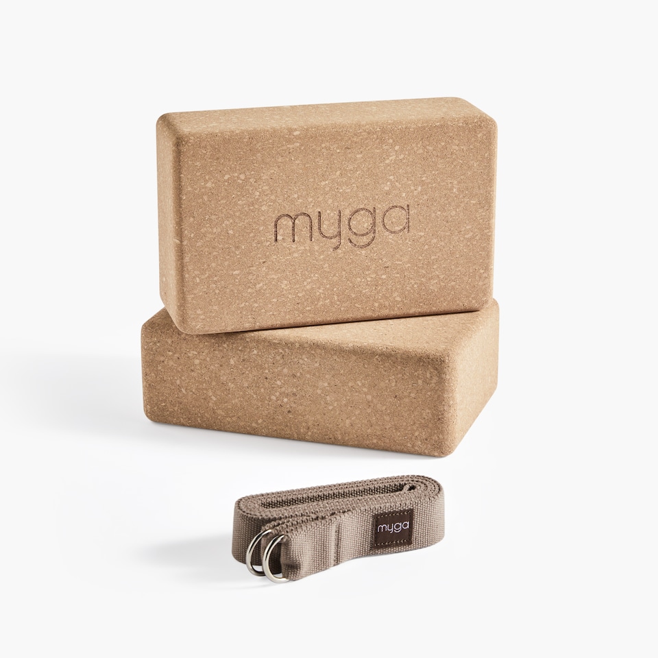 image 1 of Myga Pair of Cork Blocks and Strap - Wood
