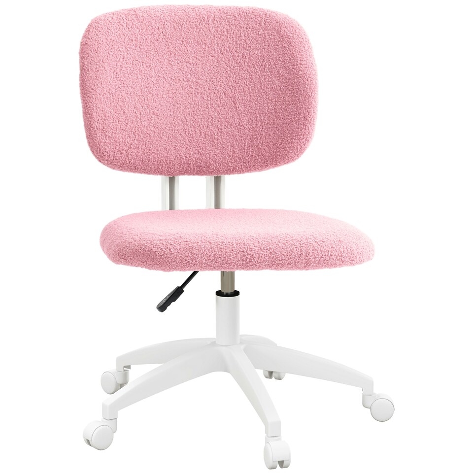 image 1 of Vinsetto Fluffy Home Office Chair with Adjustable Height, Armless, Pink