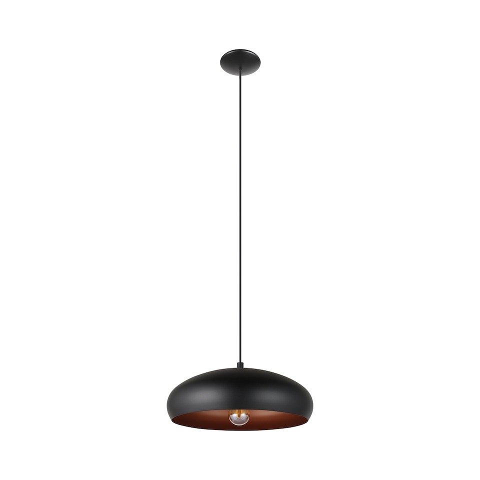 image 1 of EGLO Mogano 1 Vintage Steel Black And Copper Single Pendant Light
