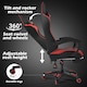 image 4 of Alivio Ergonomic Gaming Chair with Massage Lumbar Cushion & Retractable Footrest, PU Leather Video Game Chair (Red)