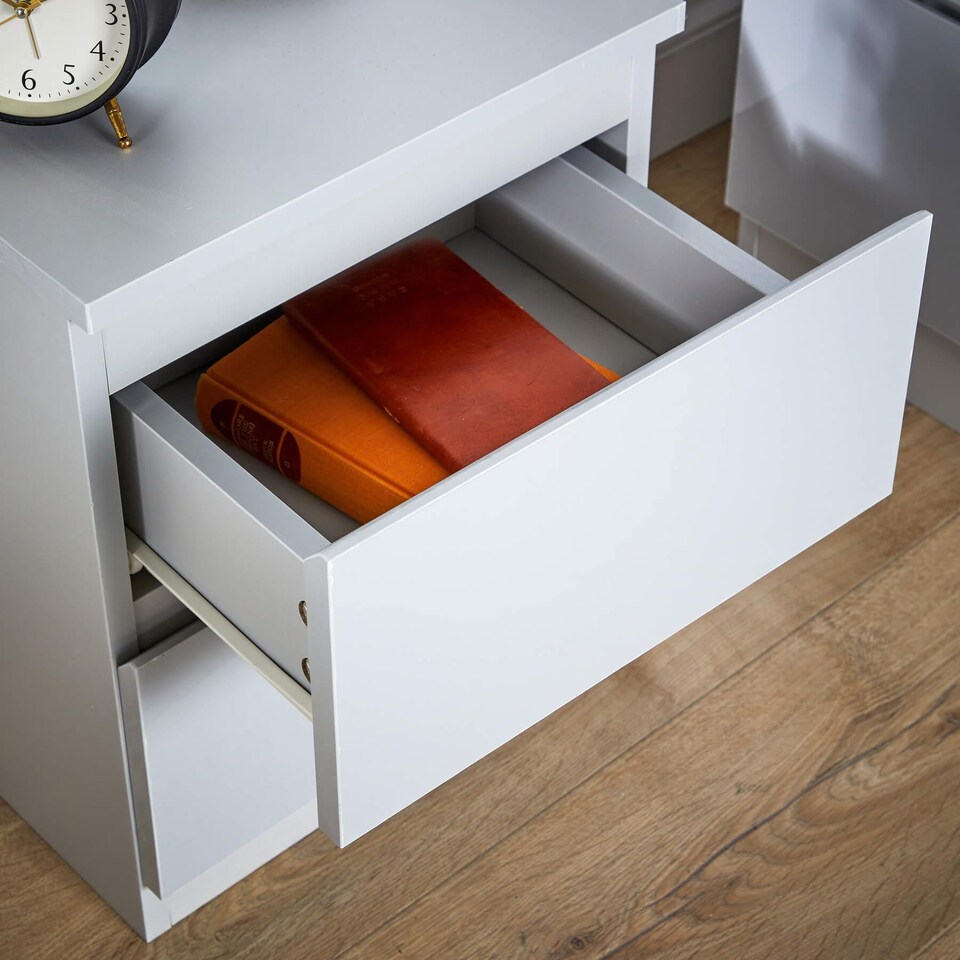 image 1 of Grey 2 Drawer Bedside Cabinet Nightstand Modern Storage Unit Furniture Bedroom