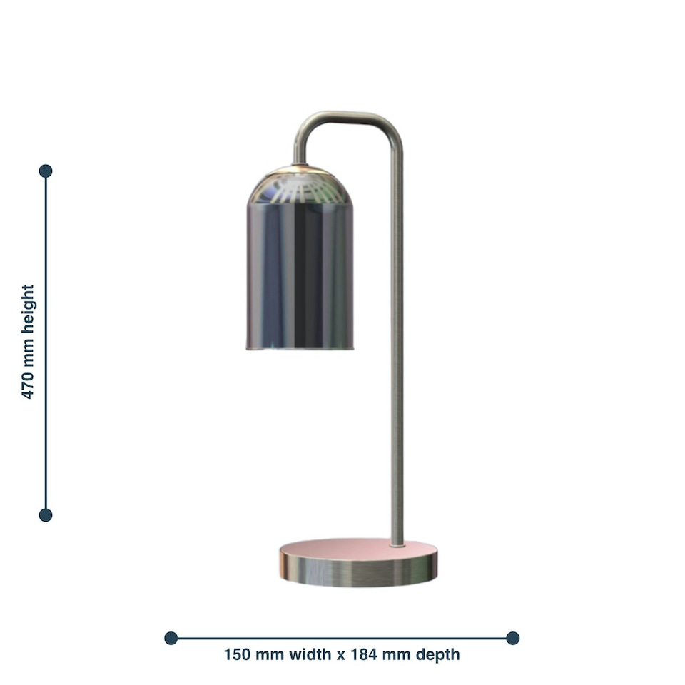 image 1 of Victoria - Satin Nickel Touch Lamp with Smoke Glass Shade Silver | Grey
