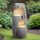 image 2 of Teamson Home Garden Outdoor Water Feature, Modern 3-Tier Cascading Urn Water Fountain, With LED Lights, Grey