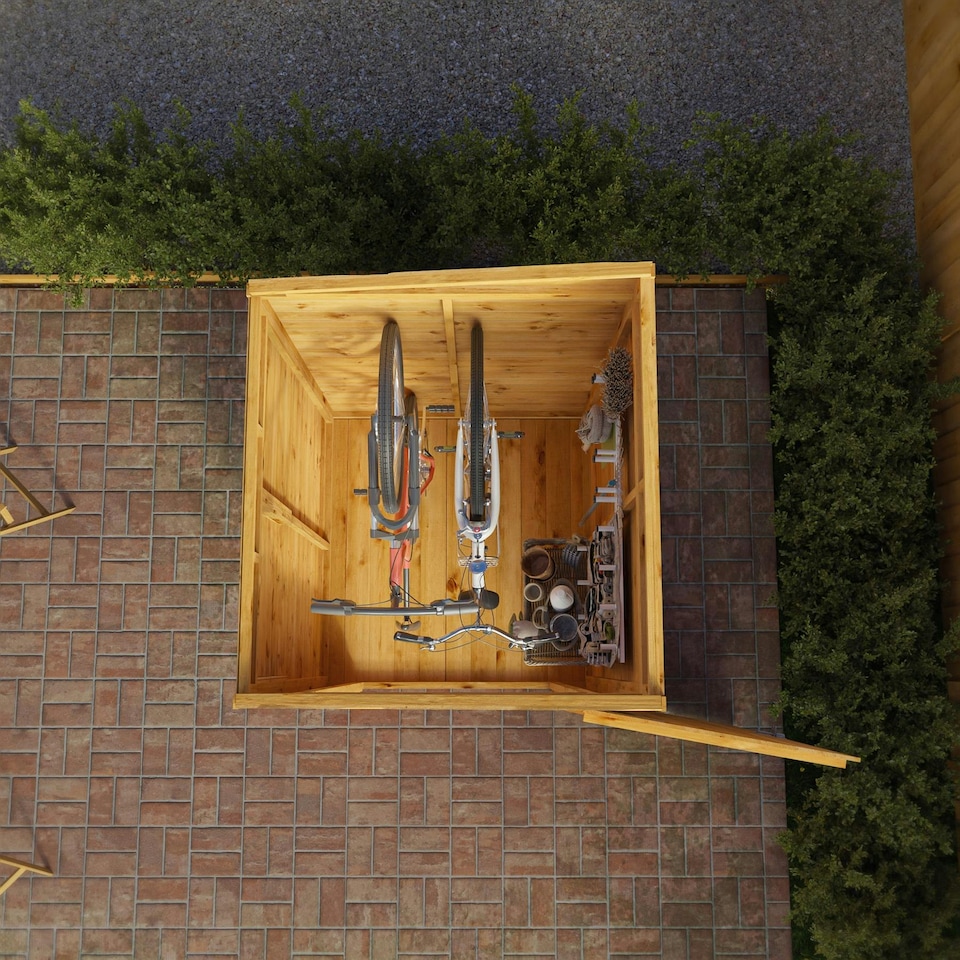 image 1 of 4 x 4 Modular Garden Shed Windowless Wooden Shiplap Pent Tongue and Groove Storage Brown