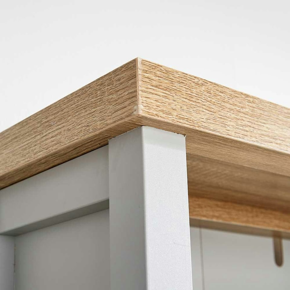 image 1 of Grey Oak Tall Bookcase Display Unit 5 Bookshelves DVD Storage Two Tone Grey