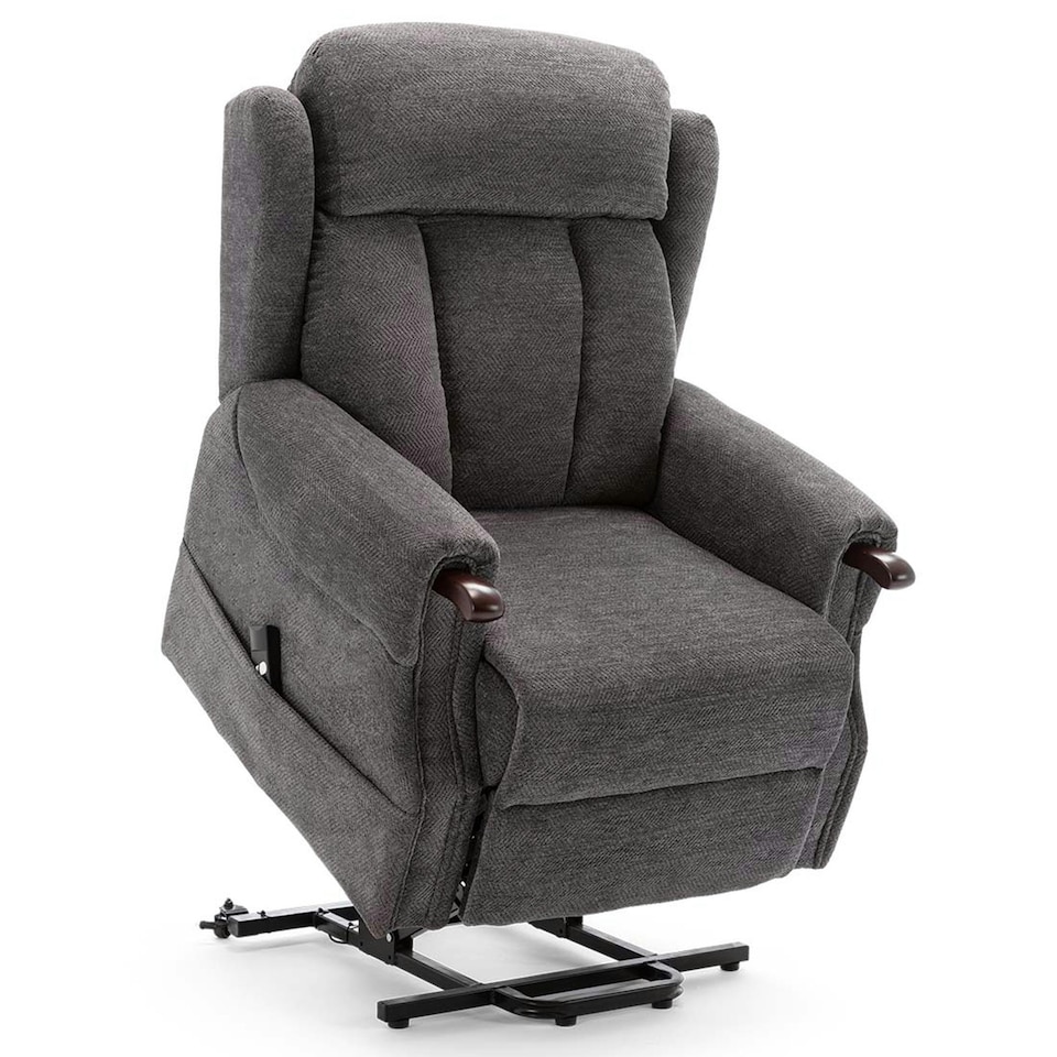 image 1 of Halton Electric Fabric Heavy Duty Single Motor Rise Recliner Lift Mobility Chair (Charcoal)