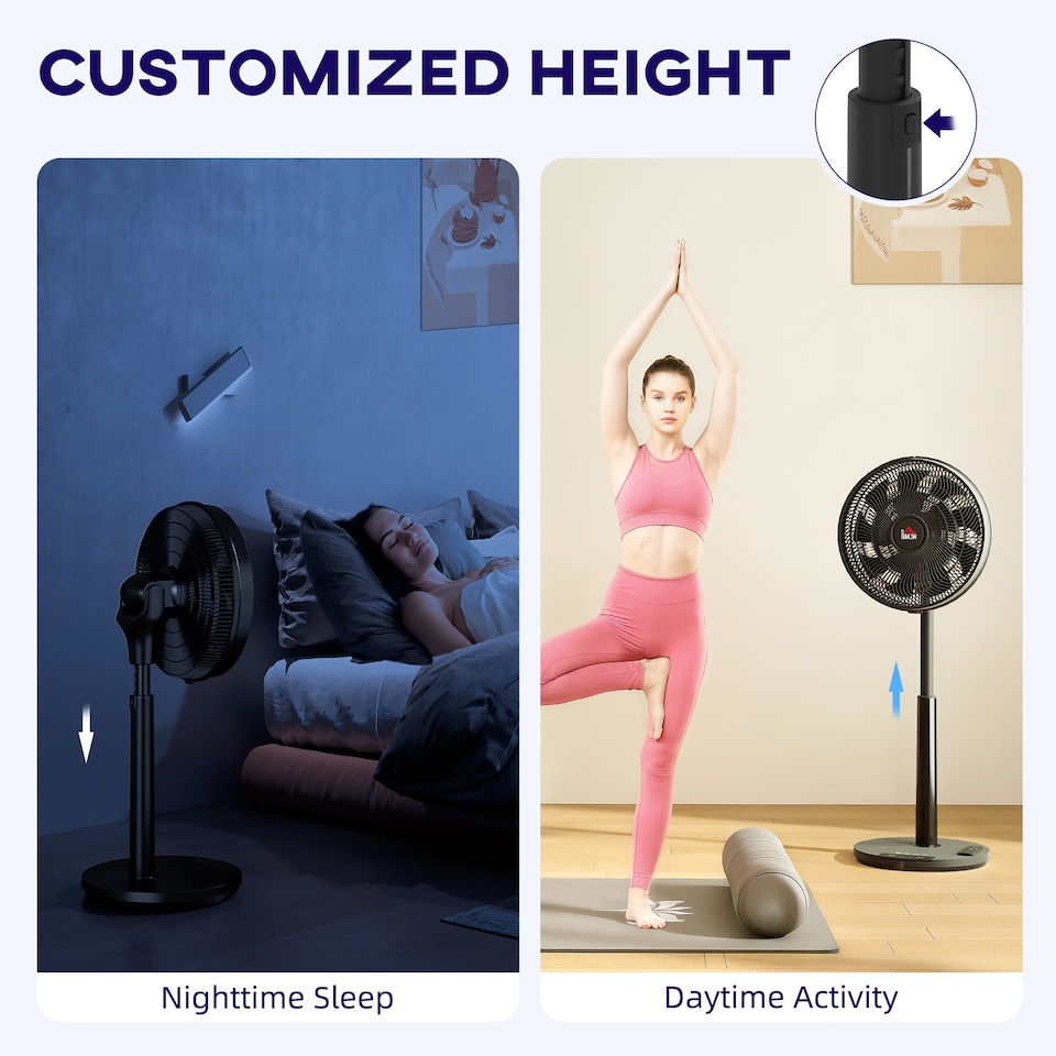 image 1 of HOMCOM Quiet Pedestal Fan with Oscillating, Tilt | Black