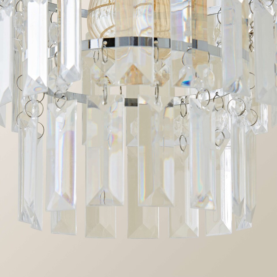 image 1 of ValueLights Kelsks 3 Tier Ceiling Light Shade Acrylic Droplet | Chrome