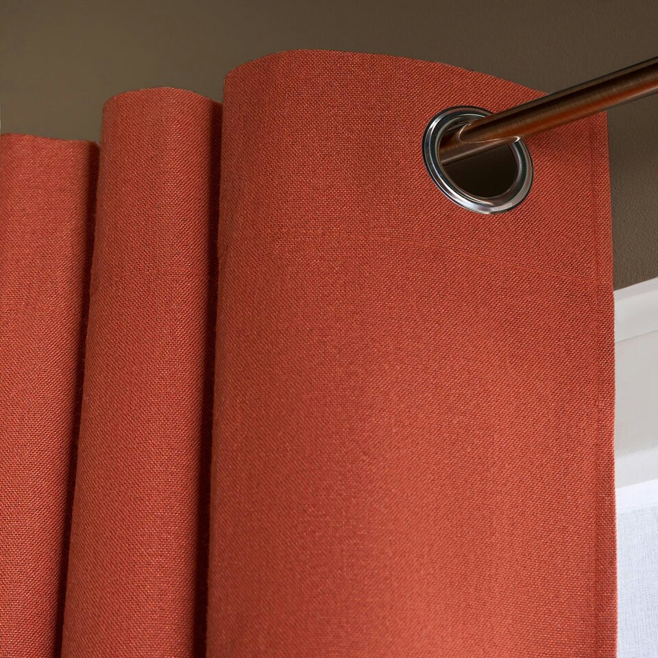 image 1 of OHS Woven Textured Panel Pair Blackout Eyelet Curtains, 66x72" Orange | Rust