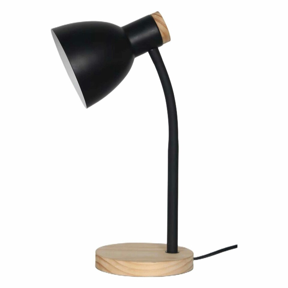 image 1 of First Choice Lighting Set of 2 Clark Natural Wood with Black Table or Bedside Lamps Black | Brown