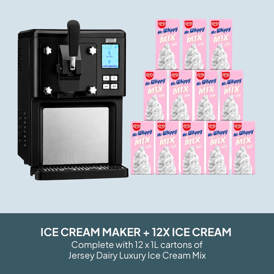 image 1 of Cooks Professional Digital Soft Serve Ice Cream Maker with 12 x 1L Mr Whippy Ice Cream Mix