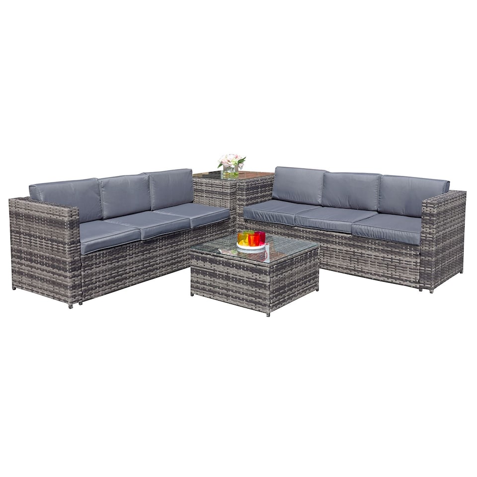 image 1 of Oseasons Malta Rattan 6 Seater Corner Set in Grey