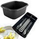 image 1 of Black Rectangular Washing Up Bowl & Dish Rack Sets Ideal For Kitchens & Sinks Black