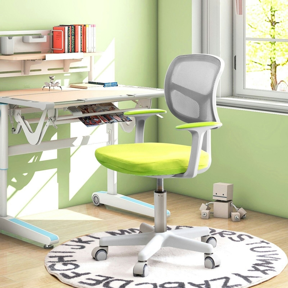 image 1 of COSTWAY Kids Computer Desk Chair Low-Back Task Study Chairs Yellow Yellow