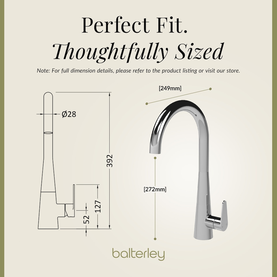 image 1 of Balterley Situla Kitchen Mono Mixer Tap with Single Lever Handle, Curved Swivel Spout | Silver | Chrome | 1