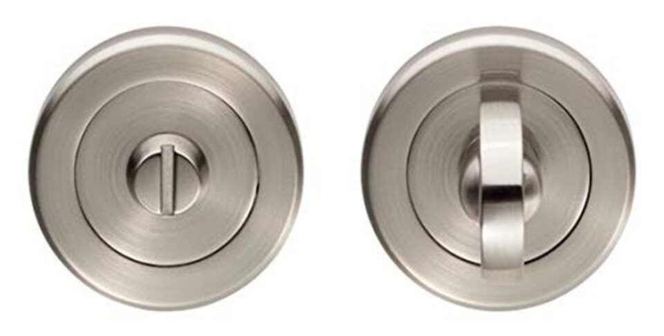 image 1 of Golden Grace Arched T-Bar Bathroom Door Handles Lever on Round Rose in Satin Nickel Finish with 1 Pair of 3" Butt Hinges | Grey | 1 Set