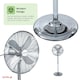image 6 of Oypla Electrical 16" Inch 40cm Chrome Metal Pedestal 3 Speed Stand Fan Cooling