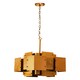 image 4 of Interiors by Premier Modern Brass Finish Pendant Light, Four Bulb Metal Chandelier With Bold Square Frames, Overlapping Bands