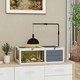 image 2 of PawHut Tortoise House, Wooden Tortoise Table w/ Lamp Holder - Grey