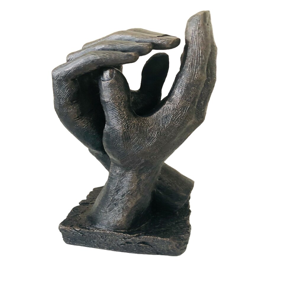 image 1 of Hand in Hand Sculpture in Bronze Colour A Symbol of Enduring Love & Connection Wedding Present Anniversary Romantic Gift  inspired by Rodin's The Secret