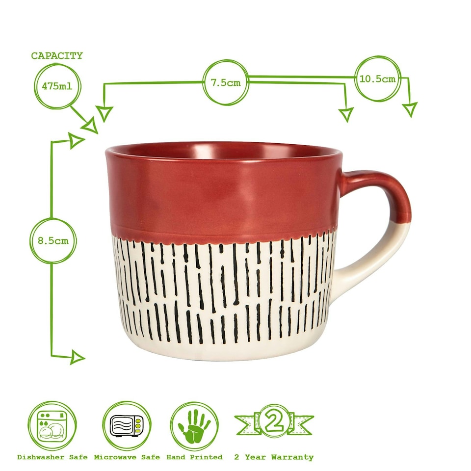 image 1 of Nicola Spring Ceramic Dipped Dash Coffee Mugs - 475ml - 4 Colours Multi