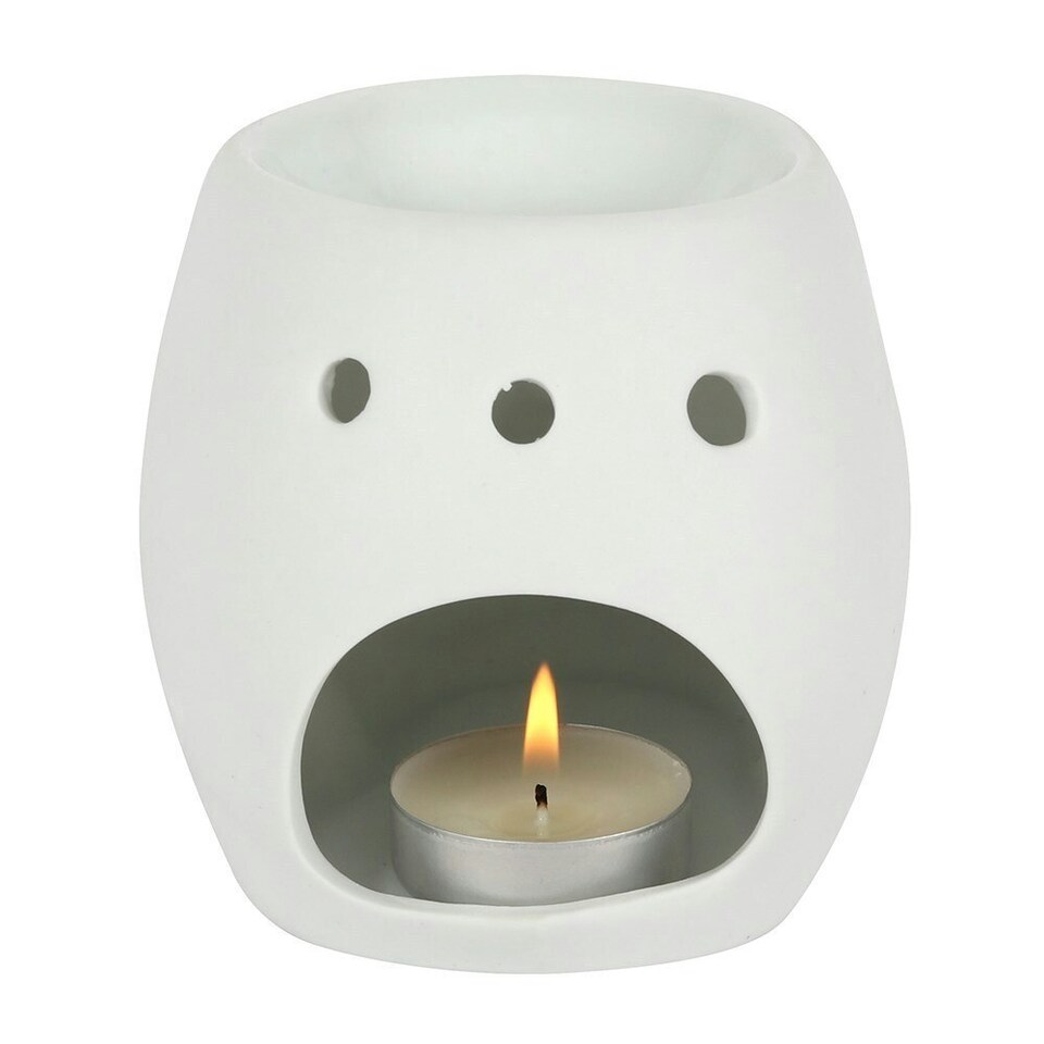 image 1 of Something Different Ceramic Skull Oil Burner - Matt White - 11cm x 12cm x 13cm