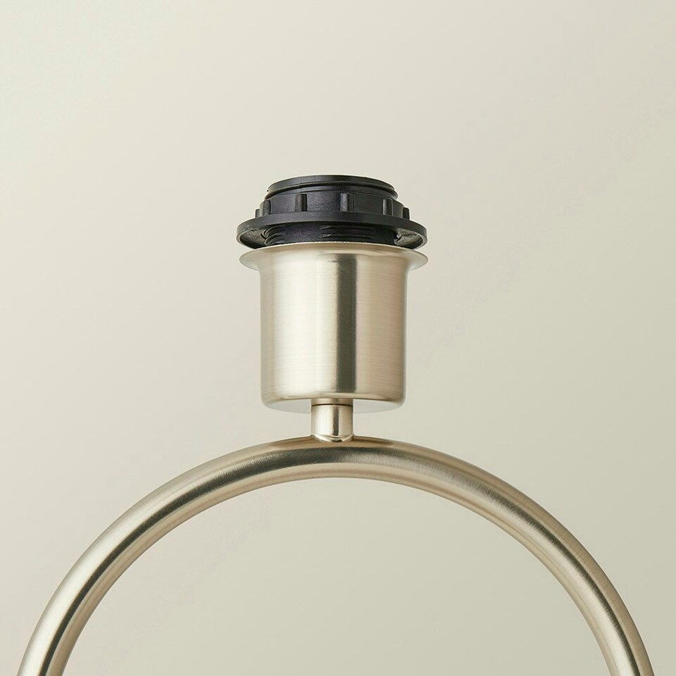 image 1 of ValueLights Antonia Brushed Chrome Metal Oval Stem Table Lamp Base Silver