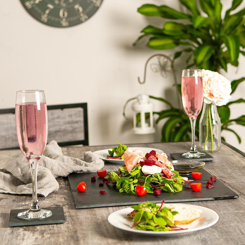 image 1 of Argon Tableware Square Slate Placemats - Set of 24 Natural Stone Smooth Edge Slate Dinner Mats Dinnerware Plate Placemats 33cm