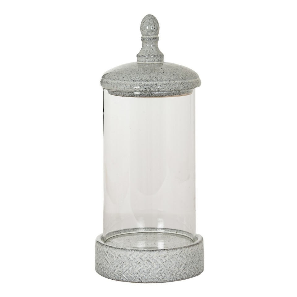 image 1 of Sona Large Hurricane Lantern Candle Holder with Lid - Glass - L21 x W21 x H50 cm - White