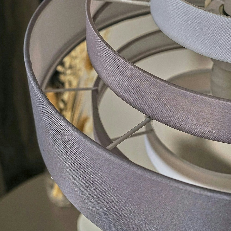 image 1 of ValueLights Pair Of Modern 3 Tone Grey 5 Tier Cylinder Ceiling Pendant Light Shades