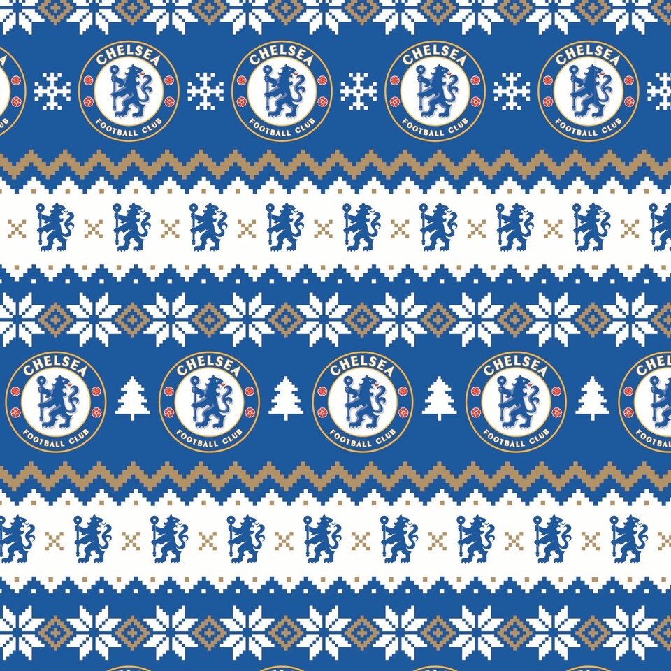 image 1 of Chelsea FC Christmas 2 Sheets & 2 Tags Gift Wrap