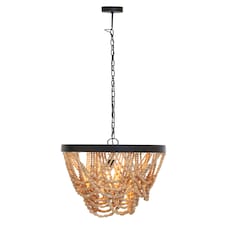 Interiors by Premier Wood Bead Chandelier Brown