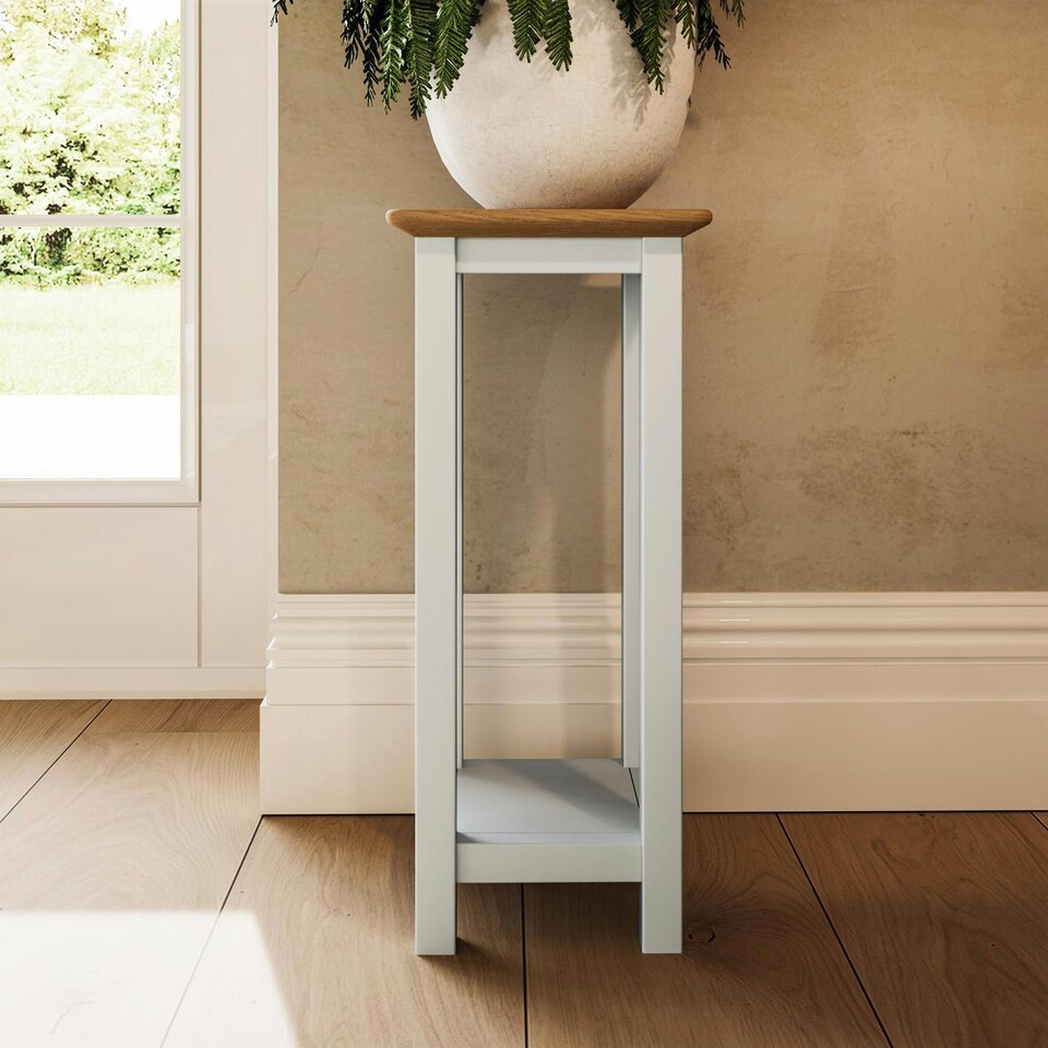 image 1 of Taberno Oak End Side Table Linen White White