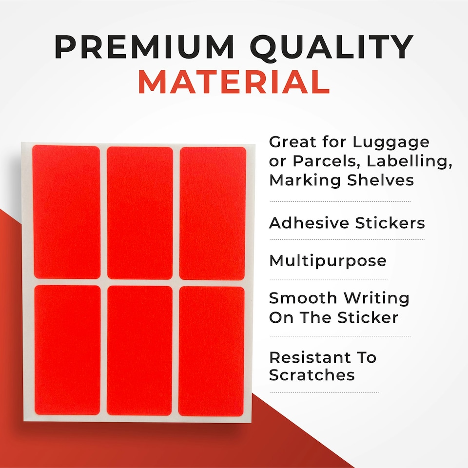image 1 of Pack of 24 Fluorescent Orange 25x50mm Rectangular Labels - Adhesive Stickers