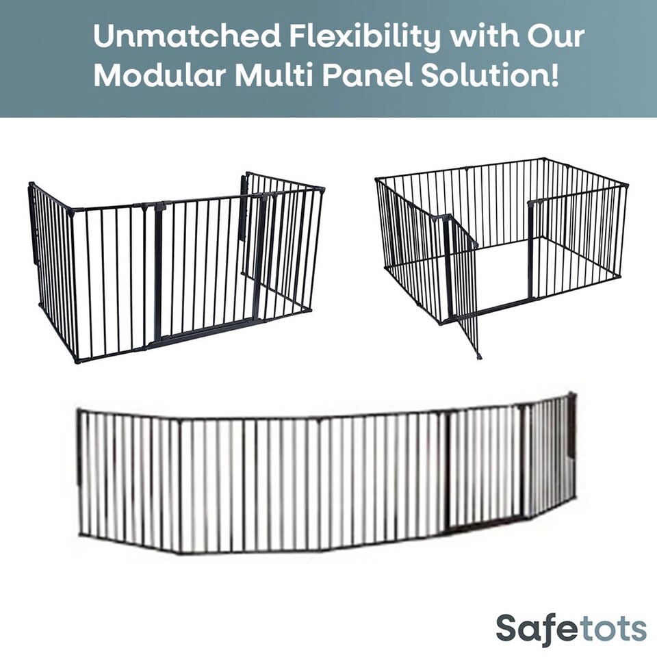 image 1 of Safetots Two Door Multi Panel Solution for Up and Down Staircases, Black, 174cm of length, includes 2 Door Opening Panels
