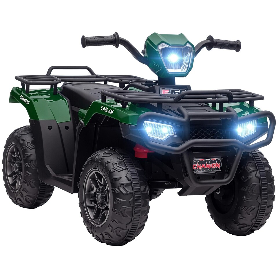 image 1 of HOMCOM 12V Electric Quad Bike for Kids w/ LED Headlights, Music - Green