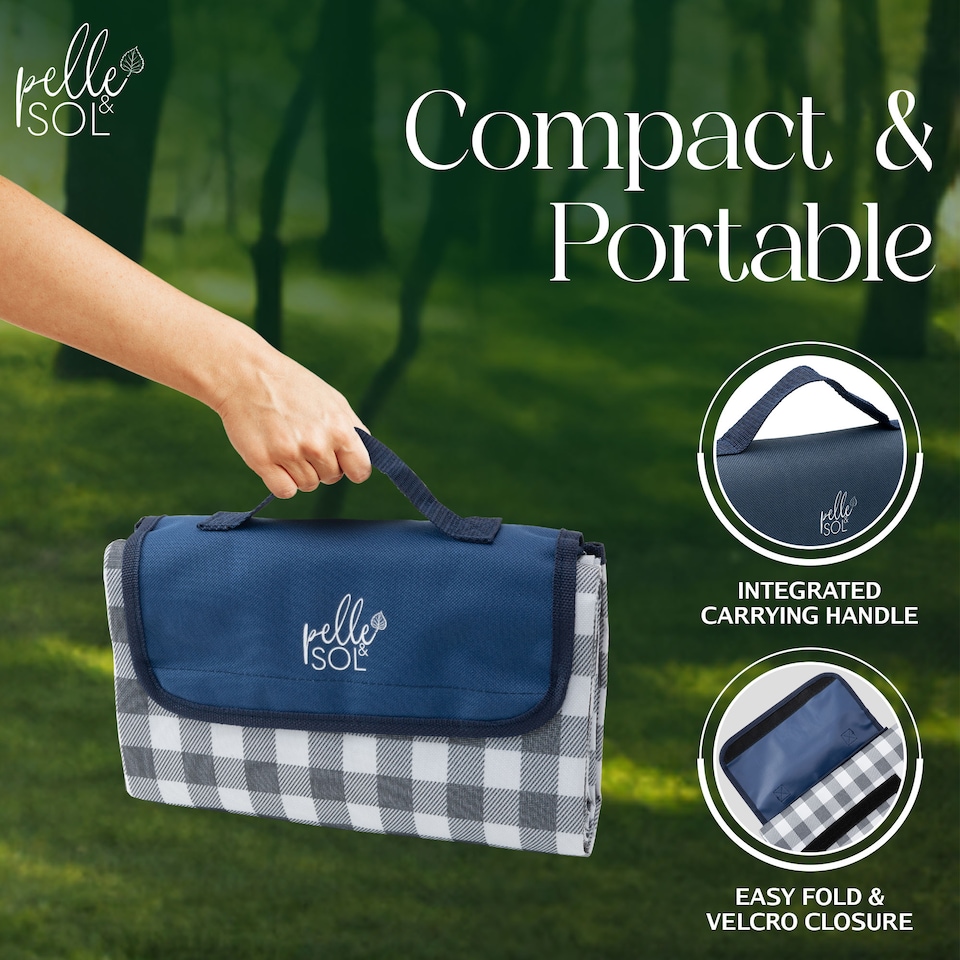 image 1 of Pelle & Sol Blue Picnic Blanket Waterproof 200x140cm