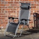 image 1 of Multi Position Garden Zero Gravity Relaxer Chair Sun Lounger in Black & Silver | Black | Black