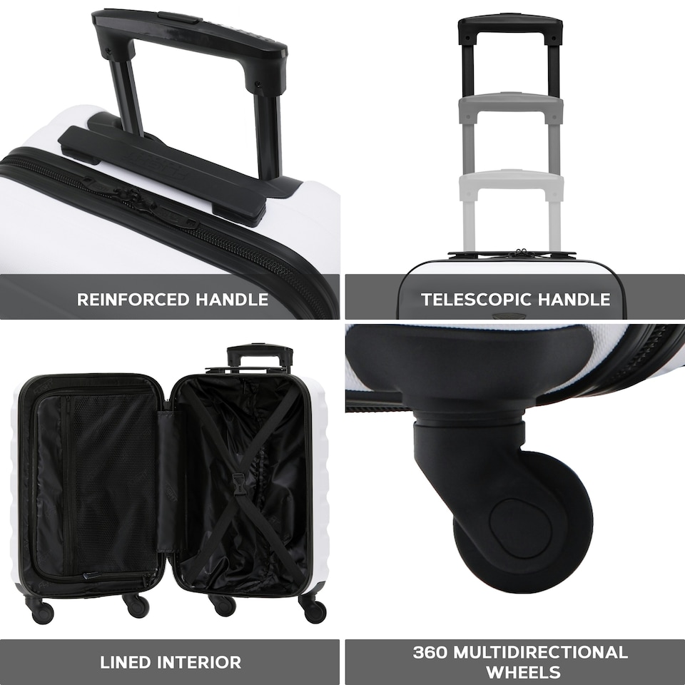 image 1 of Flight Knight 25" 4 Wheel ABS Hard Case Medium Suitcase 100+ Airlines Approved - easyJet, British Airways, Ryanair, Jet2, Emirates & Many More - Check-in | White | White/ Black | Medium