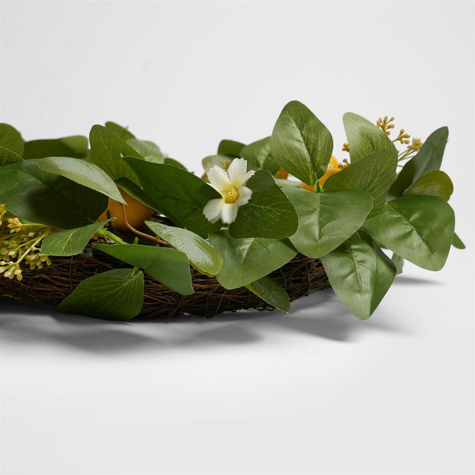 image 1 of OHS Natural Home Wall Table Decor Artificial Lemon Wreath, 45cm - Yellow