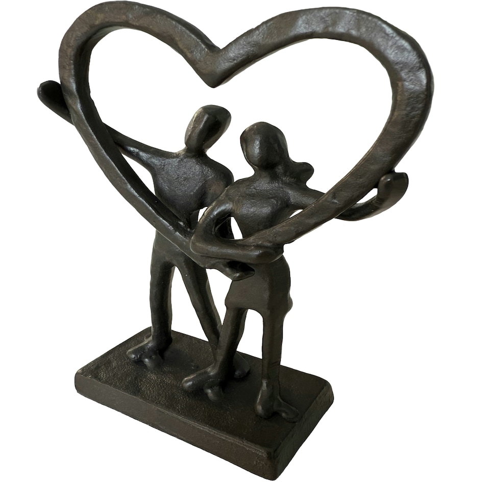 image 1 of Our Shared Heart - Cast Iron Couple Sculpture  A Beautiful Emblem of United Love & Devotion Profound Connection Shared Journey Loving Couple Gift Present